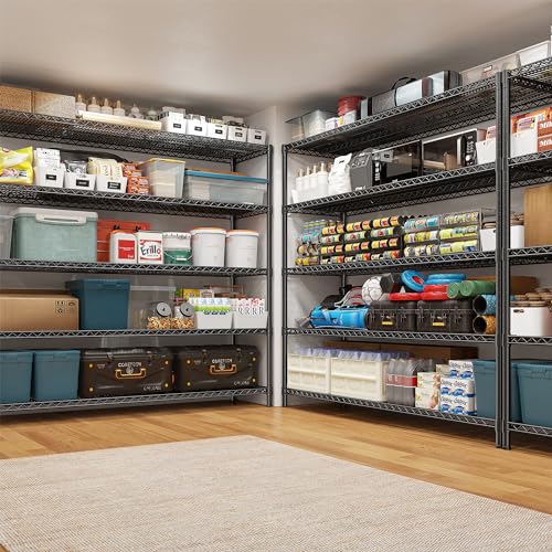 85.7" H Storage Shelves 2998LBS Metal Shelving Unit with Wheels & Feet (5-Tier,55.5" W X 85.7" H X 24.2" D)