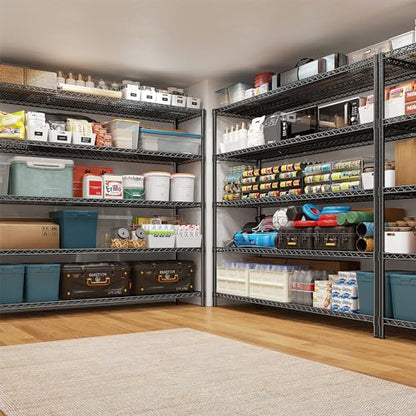 85.7" H Storage Shelves 2998LBS Metal Shelving Unit with Wheels & Feet (5-Tier,55.5" W X 85.7" H X 24.2" D)