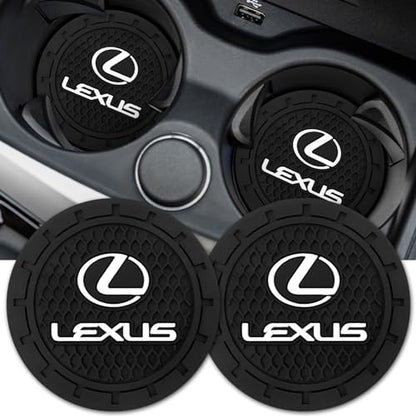 Car Cup Holder Coaster for Lexus ES350 GS350 GS300h GS450h is300 ls460 rx350 Series Recessed Silicone Cupholder Coaster Interior Accessories 2.75in 2Pieces Black (Black-04)