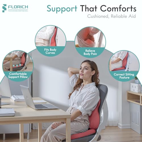 Car Seat Cushion and Lumbar Support Pillow for Office Chair Car (Red / 2Pcs)