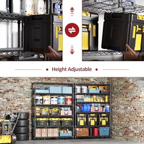 6 Tier Heavy Duty Metal Wire Shelving Unit (6 Tier, 17.7" D x 47.2" W x 82.7" H / Black)
