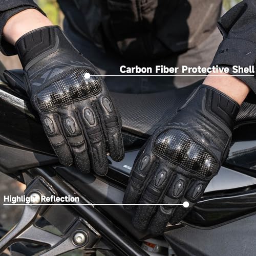 Motorcycle Gloves for Men Women (Black / Large)