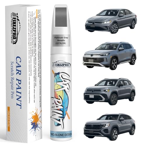 LD7X 2R Platinum Gray Metallic Touch Up Paint for Volkswagen (For volkswagen / Platinum Gray Metallic(LD7X/2R) Compatible with Atlas/Atlas-Cross-Sport/Beetle/Golf/Golf-Alltrack/Golf-SportWagen/Jetta/Passat/Taos/Tiguan)