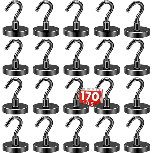 Magnetic Hooks 20pcs 170lbs Cruise Essentials 2026 Magnet Hook Black (Black / 1.42in)