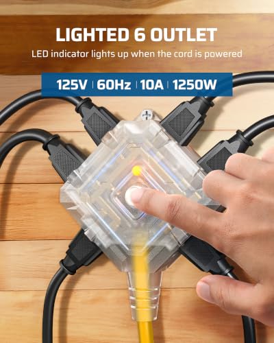 Retractable Extension Cord Reel (Black 6 Outlets+twist Lock)