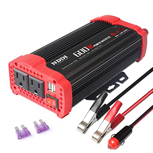 600W Car Power Inverter 12V DC to 110V AC Converter (600W Red)