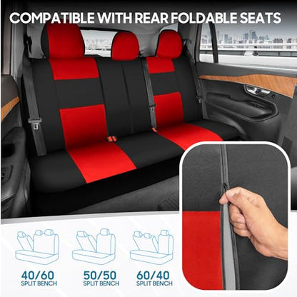 PolyPro Car Seat Covers Full Set in Red on Black (Red)