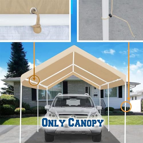 10'x20' Carport Replacement Canopy Cover Beige (10' x 20' / Beige)