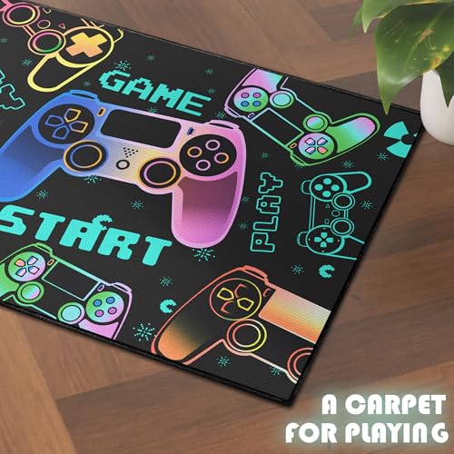 Play Gaming Rug for Bedroom Gamer Mat Gamepad for Boys Room 2x3 for Playroom Decor Washable (2'x 3' / Game01)