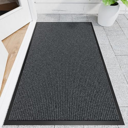 Front Door Mat (3' x 5' (Rectangular) / Gray-stripe)