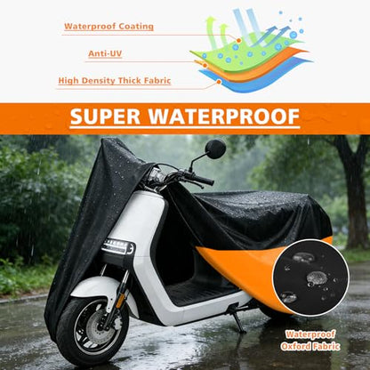 Moped Cover Scooter Cover Waterproof Outdoor Vespa Cover Small Scooter Cover Moped Accessory for Honda 50cc Motorcycles (S-72 inch / Black&Orange)