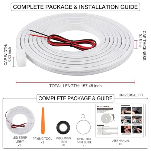 Car Trunk LED Strip Lights (Warm Yellow Light / 157.48")