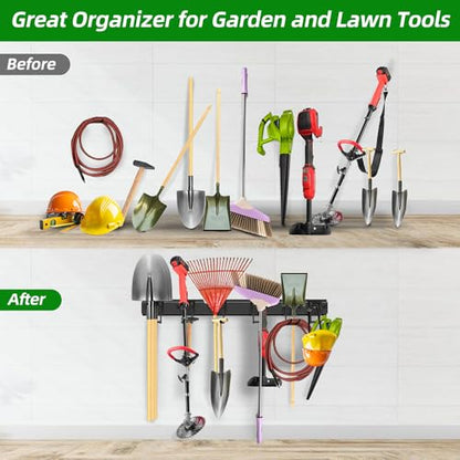 48 in Garage Tool Organizer Wall Mount (48 inch Double-Layer 6-Hook)