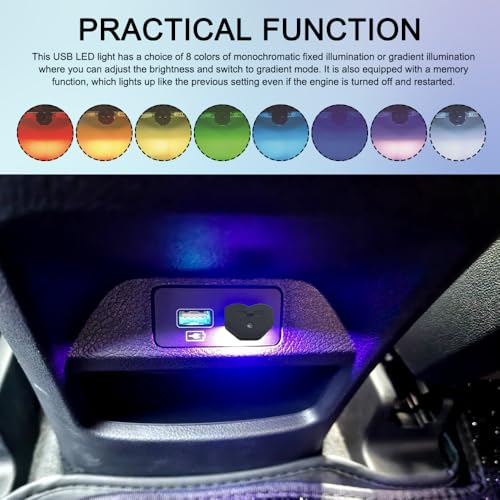 2PCS USB LED Car Interior Atmosphere Lamp