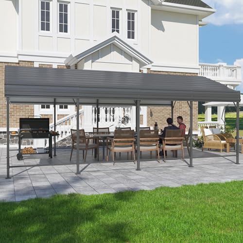 12x20 FT Metal Carport Canopy with Reinforced Base (20x12 FT)