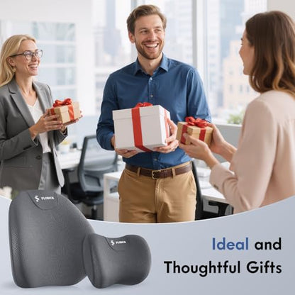 Lumbar Support Pillow and Neck Pillow for Office Chair Car (Gray / 2 Pieces)