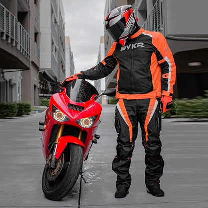 All Weather Motorcycle Gloves for Men & Women (Orange / Small)