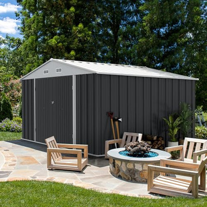 10x8 FT Outdoor Storage Shed (Gray / 10x8 FT)