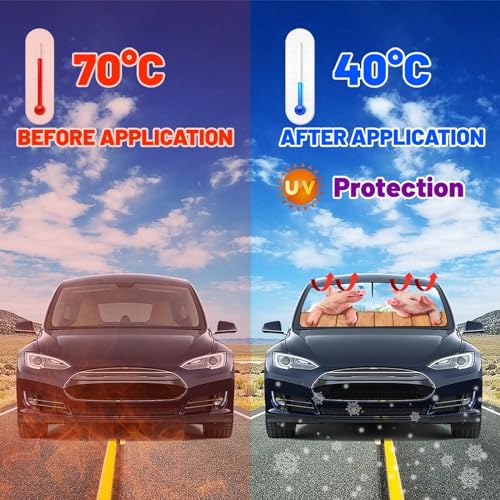 Cute Pig Car Windshield Sunshade Umbrella Car Foldable Umbrella Sunshade for Front Window UV Reflector Auto Windshield Umbrella Sun Shades Cover for Most Vehicles 57'' X 30'' (57'' X 30'' / style-AB30)