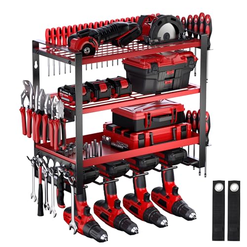 4 Layer Power Tool Organizer Wall Mount (Red)