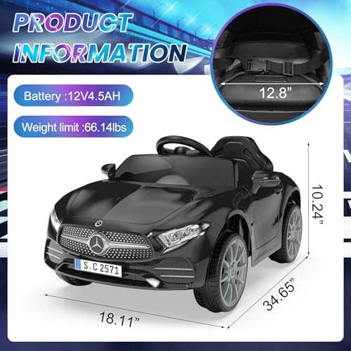 12V Kids Ride On Car with 2.4G Remote Control (Sc-black)