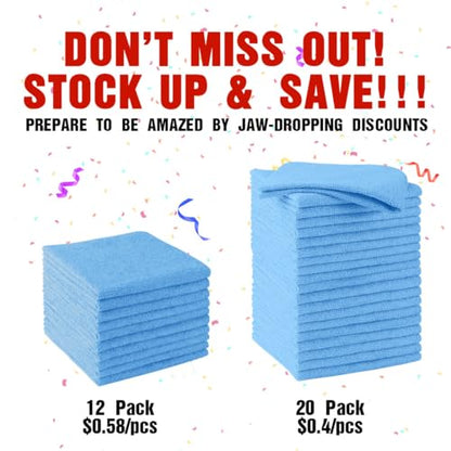 Microfiber Cleaning Cloth 20 PK (Blue / 11.5 x 11.5 Inch)