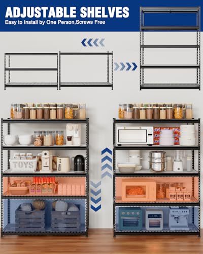 5 Tier Heavy Duty Metal Shelving Unit (Black)