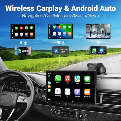 9" Wireless Apple Carplay Screen for Car & Android Auto with Backup Camera (9inches)