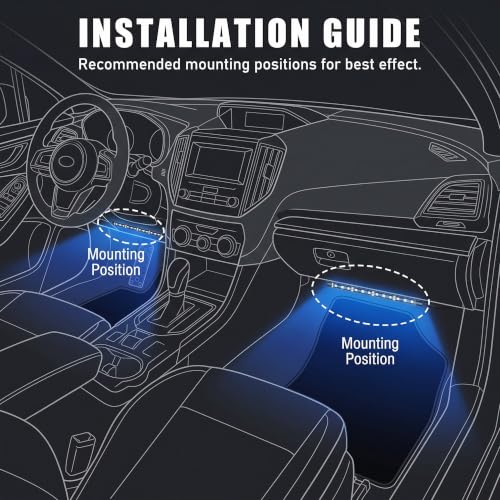 24‑LED USB Car Interior Ambient Light Strips (1 PC / Blue)