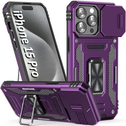 Heavy Duty Phone Case for 15 ProCase with Camera Cover (★ iPhone 15 Pro 【6.1 inches】 / Purple)