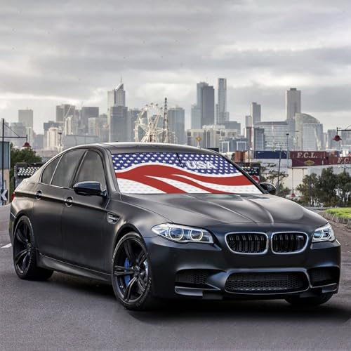 American USA Flag Car Windshield Sunshade Umbrella Foldable (57X31 Inch / styled45f)