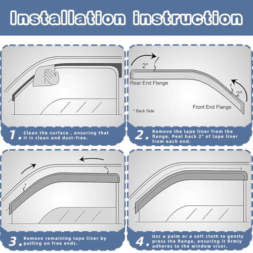 Window Visors Rain Guards Fits 2009 (2009-2014 Ford F150 SuperCrew Cab)