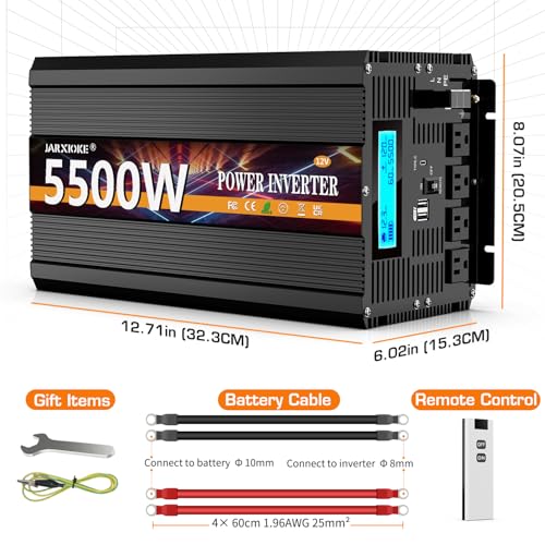 5500 Watt Power Inverter 12V DC to 110V 120V Converter for Family RV Off Grid Solar System Car with Type (12v-5500w)