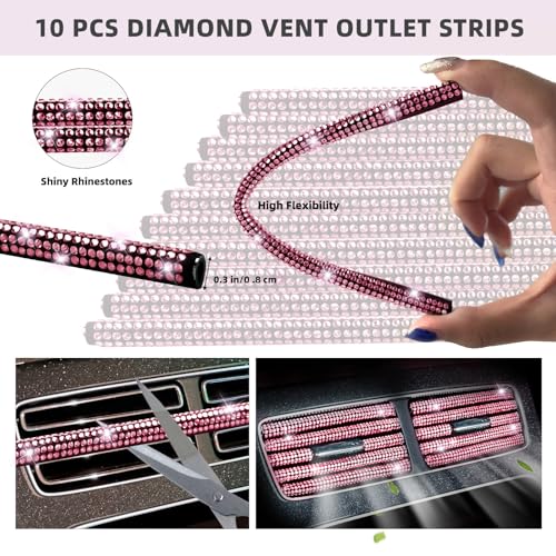 27 Piece Bling Car Accessories Set (Pink Diamond)