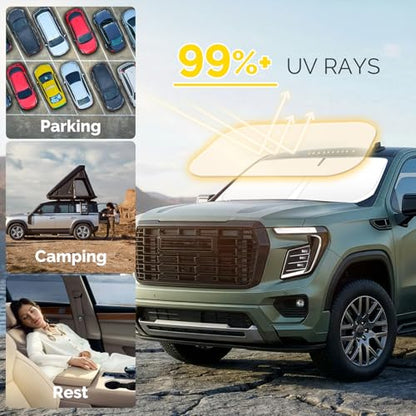 Windshield Sunshade for Chevy Silverado GMC Sierra 1500 2019 (For 2019-2026 GMC Sierra/Silverado 1500 2500 3500)