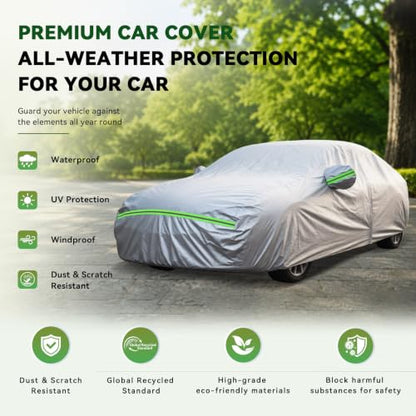 6 Layers Premium Truck Car Cover Waterproof All Weather Weatherproof UV Sun Protection Snow Dust Storm Resistant Outdoor Exterior Custom Form (Silver Car Cover / K14 - TRUCK -（Fits size 213"-237"）)