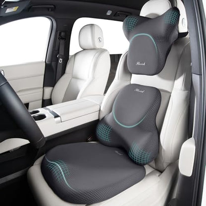 Car Seat Cushion and Lumbar Support Pillow for Office Chair Car (Deepgray / 3 Pieces)