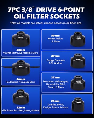 OMT Oil Filter Wrench Set (9 Sizes from 24 to 64.5mm)