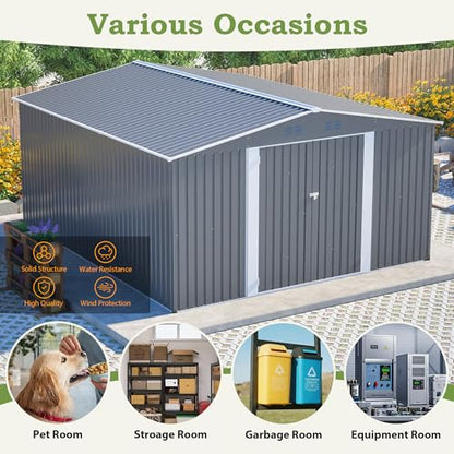 Outdoor Storage Shed (12x14 Ft-with window / Gray)