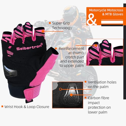 SPS 5 Unisex Touchscreen Road Racing Motorcycle MTB Sports Gloves Also fit BMX MX ATV Mountain Bike Bicycle Cycling Off (Pink SPS-5 / XL Adult)