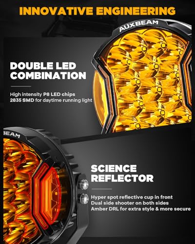 V Ultra Series 7 Inch Side Shooter Offroad Lights Round Amber Pods (7-inch, Amber)