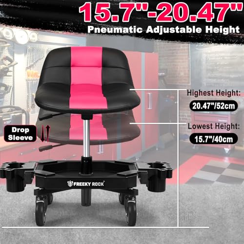 Rolling Stool with Wheels (Pink)