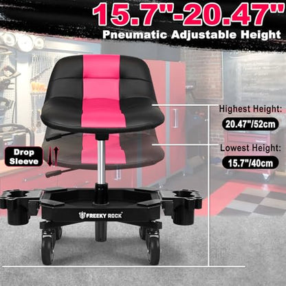 Rolling Stool with Wheels (Pink)
