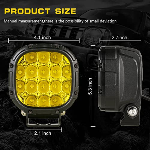 4Inch Amber Round LED Offroad Lights Yellow Fog Lights Pod Lights (Amber)