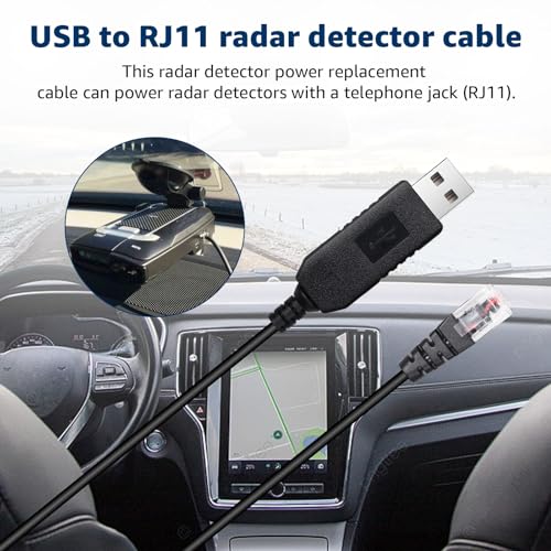 USB C to RJ11 & USB to RJ11 Radar Detector Cable for Escort Uniden & More (USB)