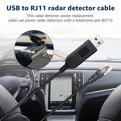 USB C to RJ11 & USB to RJ11 Radar Detector Cable for Escort Uniden & More (USB)
