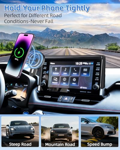 Car Phone Holder for Toyota RAV4 2019 (RAV4 2019-2025 (7/8 inch) / Magsafe+ Wireless Charger)