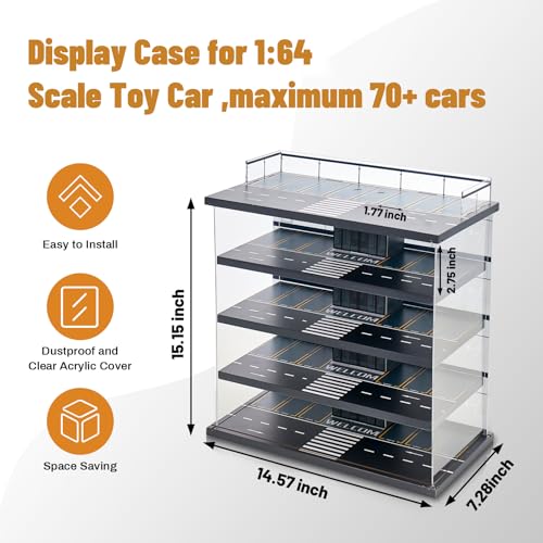 Display Case for Hot Wheels & Matchbox Cars with LED Light (5 Floor)
