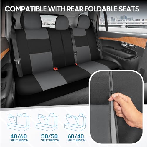 PolyPro Car Seat Covers Full Set in Gray on Black (Gray)