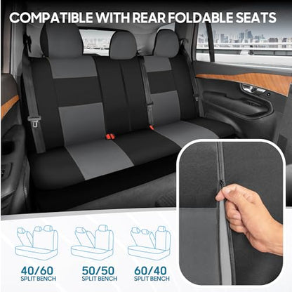 PolyPro Car Seat Covers Full Set in Gray on Black (Gray)